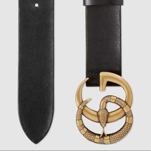 Gucci double G leather belt belt with snake